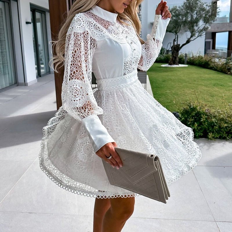Victoria™ - Long Sleeve Elegant Lace Midi Dress
